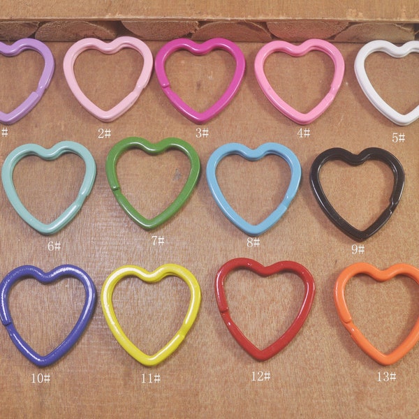 10,20,50Pcs Heart key rings,Colorful key rings,Heart Shaped Keyring,Split Ring,31mm