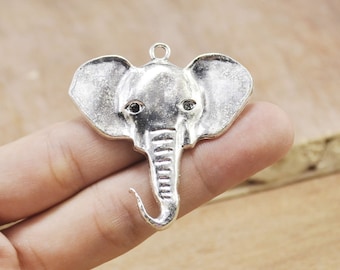 8pcs large Elephant charms,antique silver tone Zoo Charm,elephant pendant 48x46mm