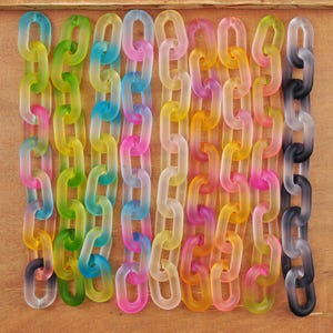 8 Colors,Rainbow Oval Cable Chunky chain links,Plastic Open chain link,Curb chain links,Necklace/Bracelet/Bag Chain Link,Acrylic Chain,31mm