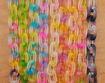 8 colori, maglie a catena spesse con cavo ovale arcobaleno, maglie a catena aperte in plastica, maglie a catena a maglie larghe, maglie a catena per collana/braccialetto/borsa, catena in acrilico, 31 mm
