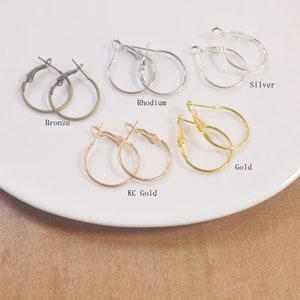Small Earring Hoops,20/100pcs 20mm Gold/Silver/Bronze Plated metal Earring hoops,Beading Earrings Hoops,wholesale,20mm. image 1