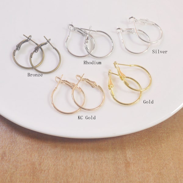 Small Earring Hoops,20/100pcs 20mm Gold/Silver/Bronze Plated metal Earring hoops,Beading Earrings Hoops,wholesale,20mm.