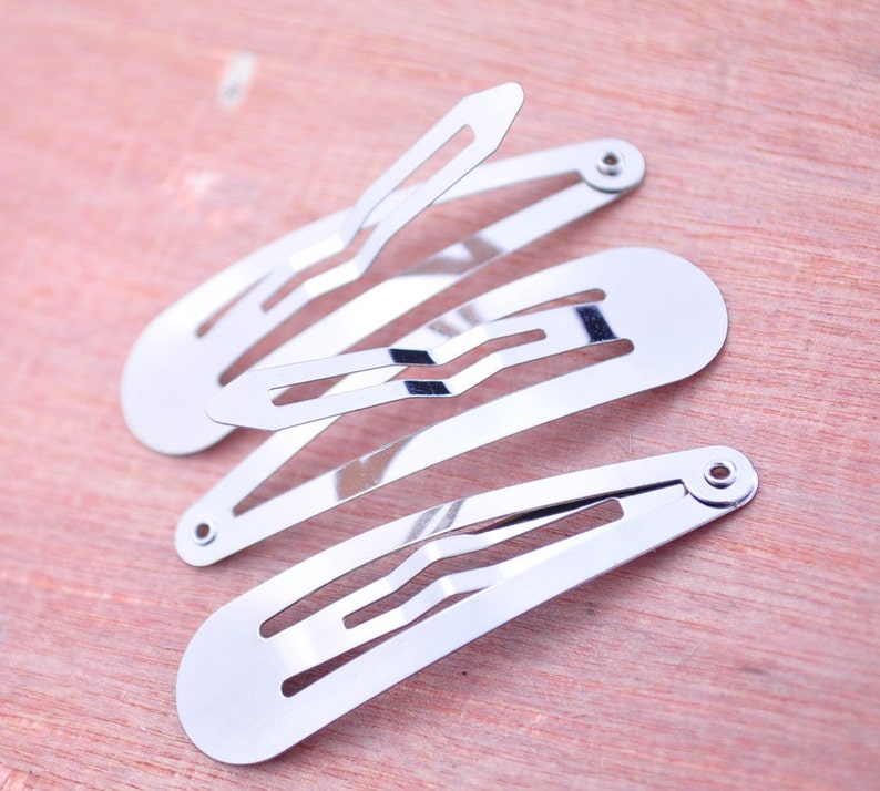 50pc 49x14mm Silver plated metal hair baby snap clip,Drop clip,Snap Hair Clip Toddler Bows accessories findings. image 1