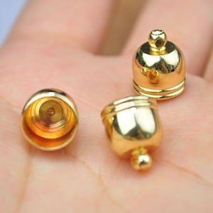 50pcs Top Cap--8mm Gold Plated End Caps Kumihimo Clasps Round Style Leather Cord Ends Glue In End Caps Thick Cord Caps