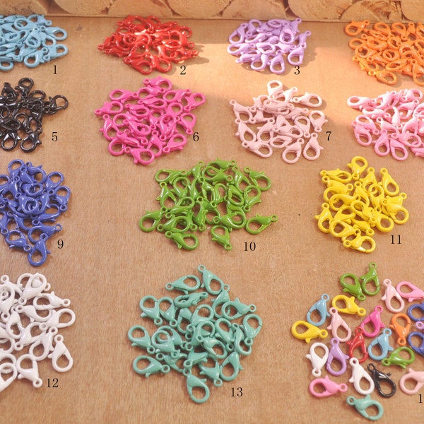 30Pcs Mixed Color Small Lobster Clasps,12mm parrot clasps,Claw Clasps,Wholesale Necklace/bangles Clasp,zinc alloy Clasps Making Supplies