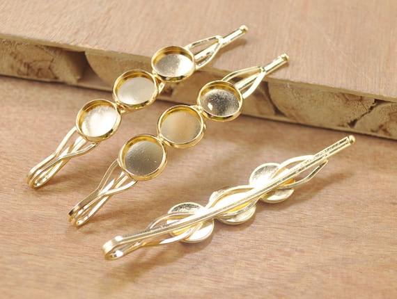 Buy Blank Bobby Pins Tray,blank Hair Clips, Gold Hair Clips, 12mm