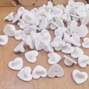 20Pcs White Heart Rubber pin back, Rubber Pin Backs for Hat Pins,rubberback, rubber pinback, pin back, pin upgrade, pin lock