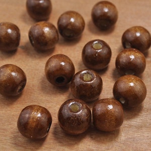 Beads,50pcs 16mm Dark Brown large hole Wood Beads,Natural wood round beads,eco-friendly wooden beads.