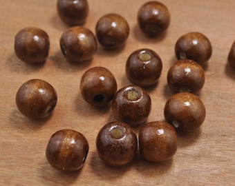 Beads,50pcs 16mm Dark Brown large hole Wood Beads,Natural wood round beads,eco-friendly wooden beads.