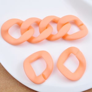 17Pcs（40cm length） Acrylic Chunky Chain Links,Light Orange Color Plastic Open Links Matte Necklace or Bag Chain Links,40x34mm