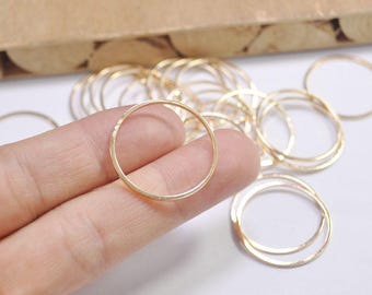 50pcs 25mm KC Gold Plated Circle Rings, Round Brass Cut Tube Circles Supplies, Circle Connectors,Simple Circles, Solid Brass Rings,(FF3691)