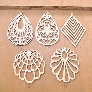 20Pcs Flower Wood Pendants,Natural Wood Earring Pendant,Wooden Jewelry,necklace pendant charms,DIY,blank unfinished wood,wood teardrop.