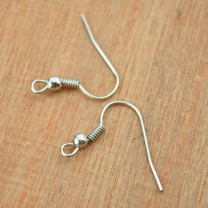 wholesale Earring Hooks,200pcs Antique Silver ear hook,French Ear Wires,22mm Earwire with Ball and Coil Earring findings.