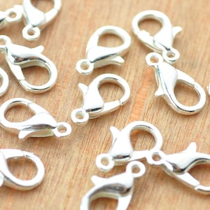 wholesale 1000pcs 12mm Silver Lobster Clasp metal Clasp Connector Finding,Necklace Bracelet Clasps Closure Findings, Lobster Clasps Claw