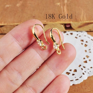10-100pcs crochets de boucles d’oreilles en or, fils d’oreille en laiton plaqué or 18K, fils de boucles d’oreilles, fournitures de bijoux, crochets de boucles d’oreilles en gros