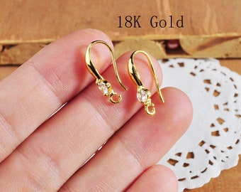 10-100 ganchos para pendientes dorados, alambres para pendientes de latón chapado en oro de 18 quilates, ganchos para pendientes, suministros de joyería, venta al por mayor de ganchos para pendientes