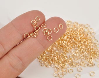 4 MM 18k ゴールドメッキ ジャンプリング 真鍮リング 厚さ0.7 mm
