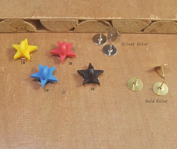 20 Sets Tie Tacks Blank Pins With Colored Backing，star Rubber