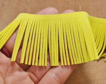 1 yard lemon Faux suede fringe,fringed trim in White faux suede, 48mm wide fringed trim for bags,Fringe Tassel pendant,accessories