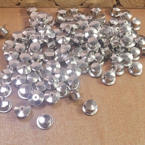 10pcs Locking Pin Backs，Brass Locking clutch,Pin Keepers,White K pin back