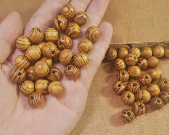 200pcs Large Hole Painted Wood Beads Wooden Charms Dyed Bead for