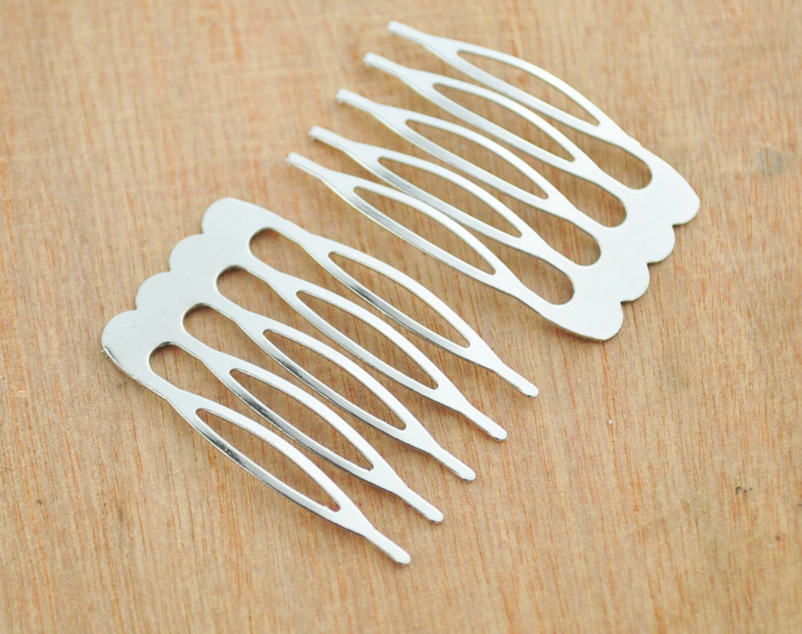50pcs 5 Teeth Silver Metal Hair Combs Silver Plated Comb Etsy