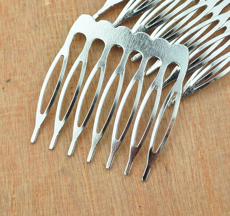 30pcs 8 Teeth Silver Metal Hair Combs Silver Plated Comb Etsy UK