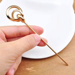 5.6&quot; Long Metal Hair Stick, Simple Hair Stick for Long Hair, KC Gold Hair Stick, Hair Pins,Hair Fork, Hair Accessories, French Hair Sticks,