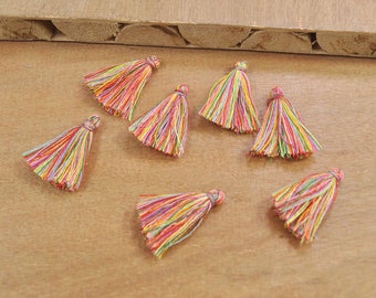 Rainbow Mini Tassels,50pcs 1.18"(30mm) Cotton Tassels,Tiny Short Tassel,Handmade Thread Tassel,Craft Tassel,Tassel Pendant -- MT036