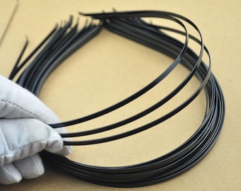 SALE--20pc Metal Black Headbands 3mm(1/8 inch) Black plated with bent end Wholesale