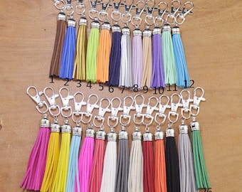 Wholesale Mixed Color Leather Tassel,Silver plated Tassel Key Chain,leather tassel keychain,clip on tassel,Large tassel keychain