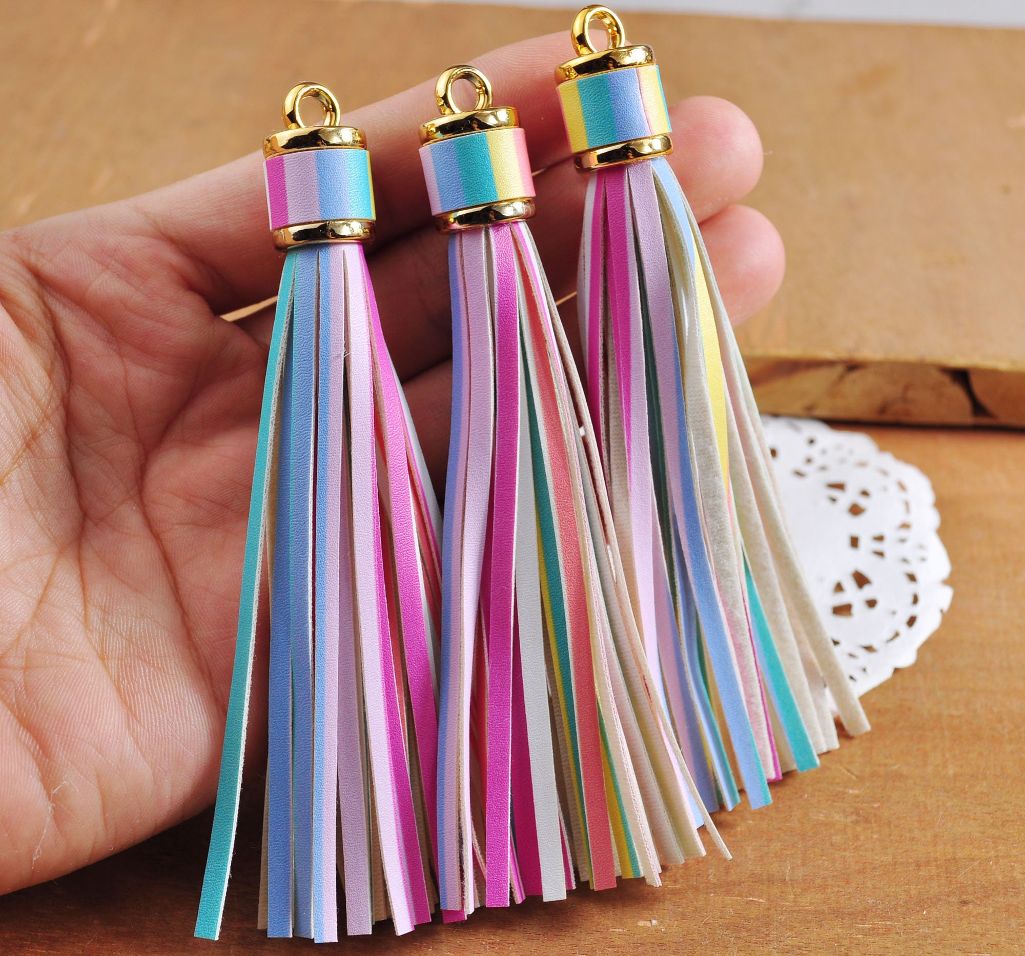 10pcs 60mm PU Tassel Fringe Tassel Leather Tassels for Handbags Keychains  Diy Jewelry Supplies 