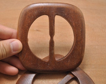 2pcs Big Wood Buckle,Wood Buckle Square Button,Wood Belt Buckles,brown square button or bag buckle 91mm.