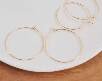 18k Gold Plated Earring Hoops,10/30/50/100Pcs 35mm Circle earrings, Round Earring Hoop ,Earring Wires, Jewelry Making