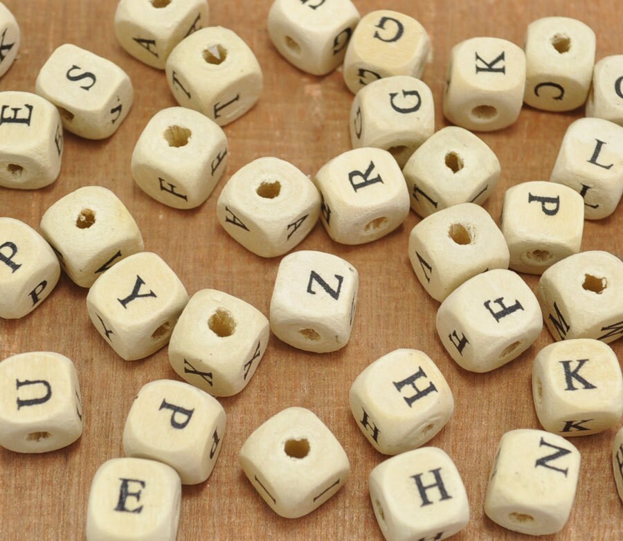 LENA Wooden Letter Cube Beads, 300 Pieces - Playpolis