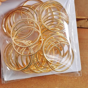 10-100pcs 18K Gold Round Link Charms 25mm, 18K Real Gold plated Brass Ring Loops, Circle Connectors，Round Cut Tube Circles Supplies