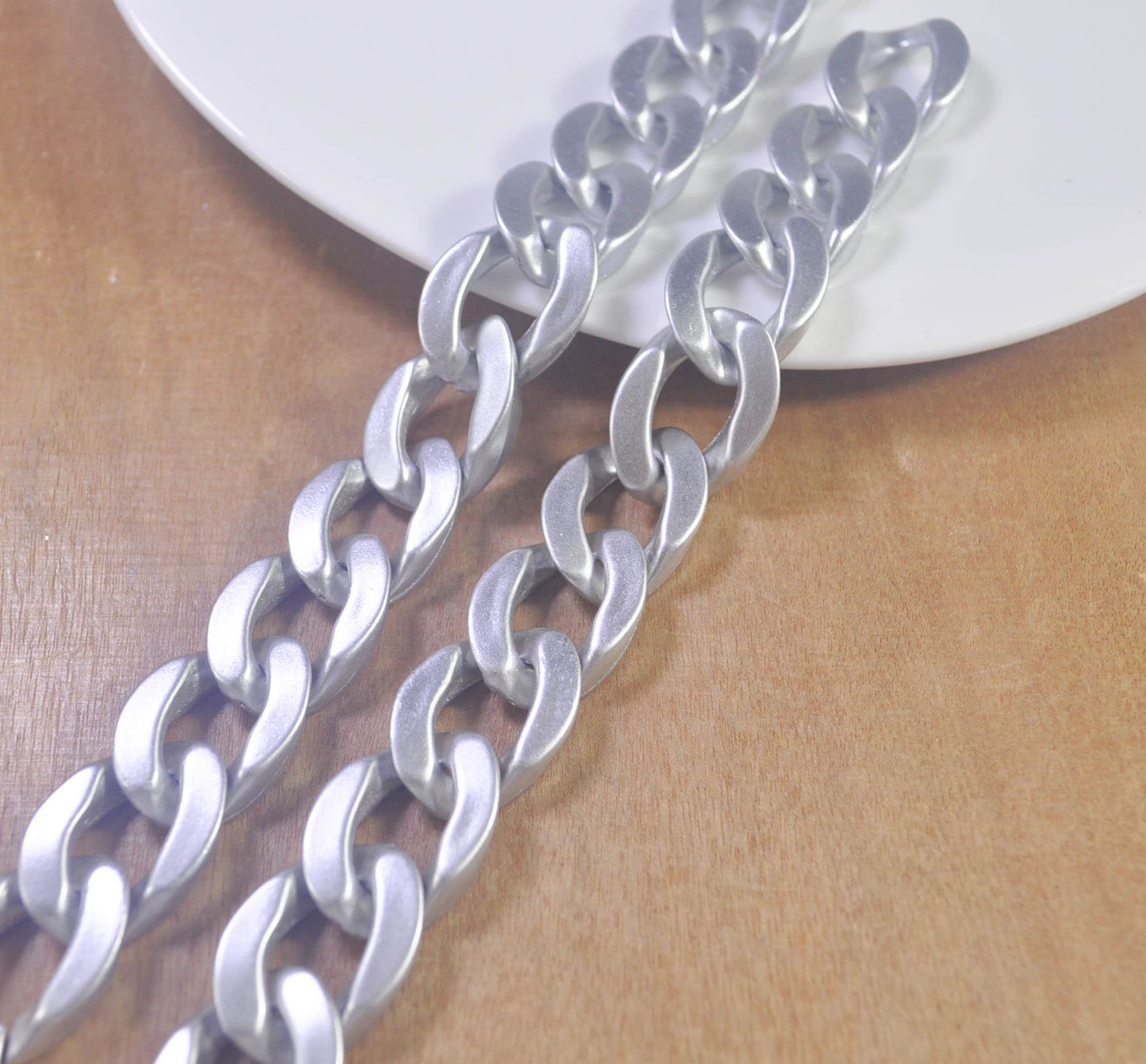 Silver Plastic Chain27.5 Chunky Chain Linksplastic Open Etsy UK