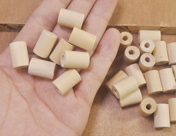 50Pcs Wooden Tube Beads Unfinished wood tub beads Round wood column  beads 17mm Long Bead Wood Crafts