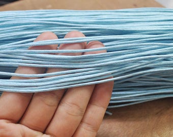 20 Yards/50 Yards Waxed Cotton Cords,1.5mm Light blue Color Cotton Cord,Nacklace and Bracelet Cord,Beading String Cord -- FF198