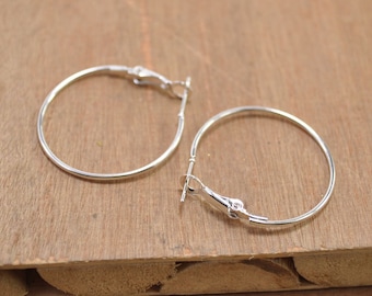 Earring Hoops,100pcs Silver Plated metal Earring hoops,Beading Earrings Hoops,30mm.