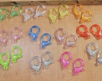 Transparent Jelly color,50Pcs Small Plastic Lobster Clasp,Glasses Chain Clasps,Handbag Purse Strap Charm Key Chain Snap Hook Clasps-25x19mm