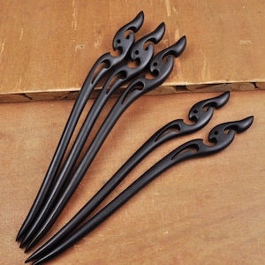 High Quality Phoenix Ebony Wood hair stick,Hand fine carved wood hairpin simple smooth Black wood hair stick,Shawl Pin Fork Hair Stick