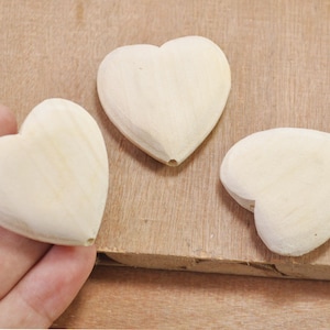 10pcs Large Unfinished Love Heart wood pendant,Natural Wooden heart drops,Heart Charm,earring pendant,necklace pendant 40x38mm