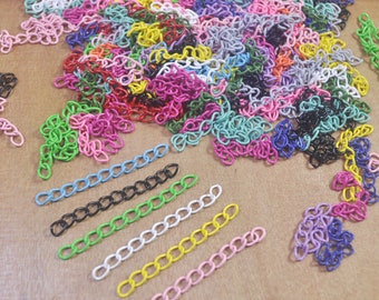 100pcs 50mm Colorful Necklace Extension Chain,Mixed Colors Bulk Bracelet Extended Chains, Tail Extender For DIY Jewelry Making Findings