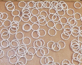Open Jumpring,8mm Twisted Silver Jump Rings,Round Silver Findings, Silver Supplies, Link, Ring, Loop Silver Plated - 100pcs