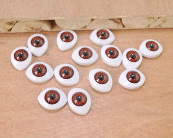 10pair Brown Eyeball Cabochons,Doll Eyes,Doll Eyes Plastic,Eyes Craft,Eyes Flat Back,doll eyes supplies 14x19mm