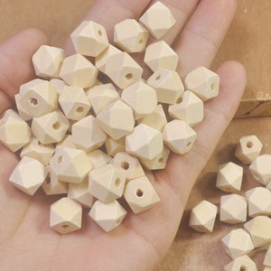 Geometric Wooden Beads  - 10mm - Pack of 30Pcs ,Wooden Beads, Unfinish Wooden Beads, Natural Wooden Beads for jewellry