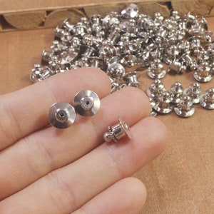 10pcs Locking Pin Backs，Brass Locking clutch,Pin Keepers,White K pin back