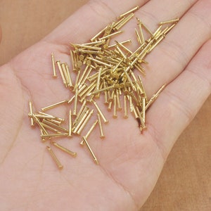 100pcs Solid Brass Brad Nails 2x12mm, Tacks, Nails, Brads. Small, Tiny, Micro, Precise, Round head,Tie Tack, Pad Lapel Pin