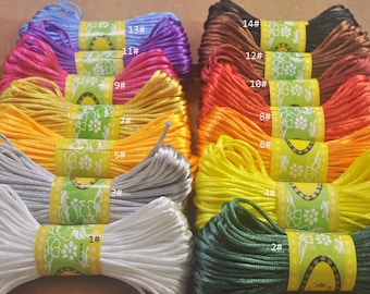 10/20 yards 14 Colors Satin Rattail Cord,2mm satin string,Nylon Thread, Jewellery, Knotting,Vegan satin cord,Crafts,DIY cord.